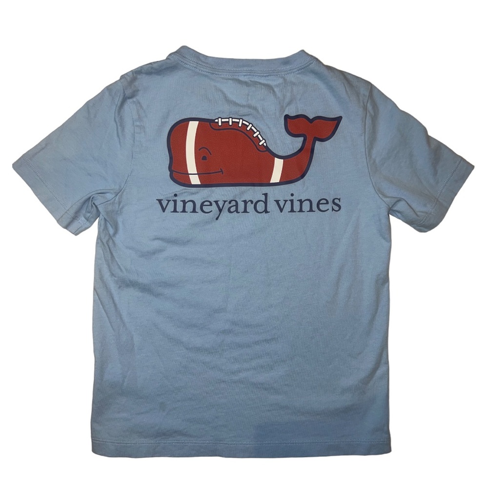Vineyard Vines Boys Heathered Football Whale Pocket T-Shirt Size 6